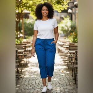 Easy Essentials 100% COTTON CAPRI W/ DRAWSTRING in Royal Blue